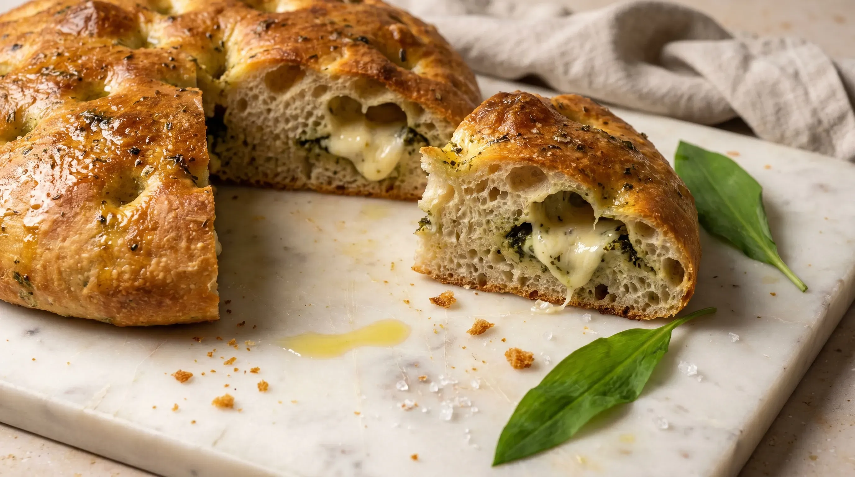 Bärlauch-Focaccia mit Käse