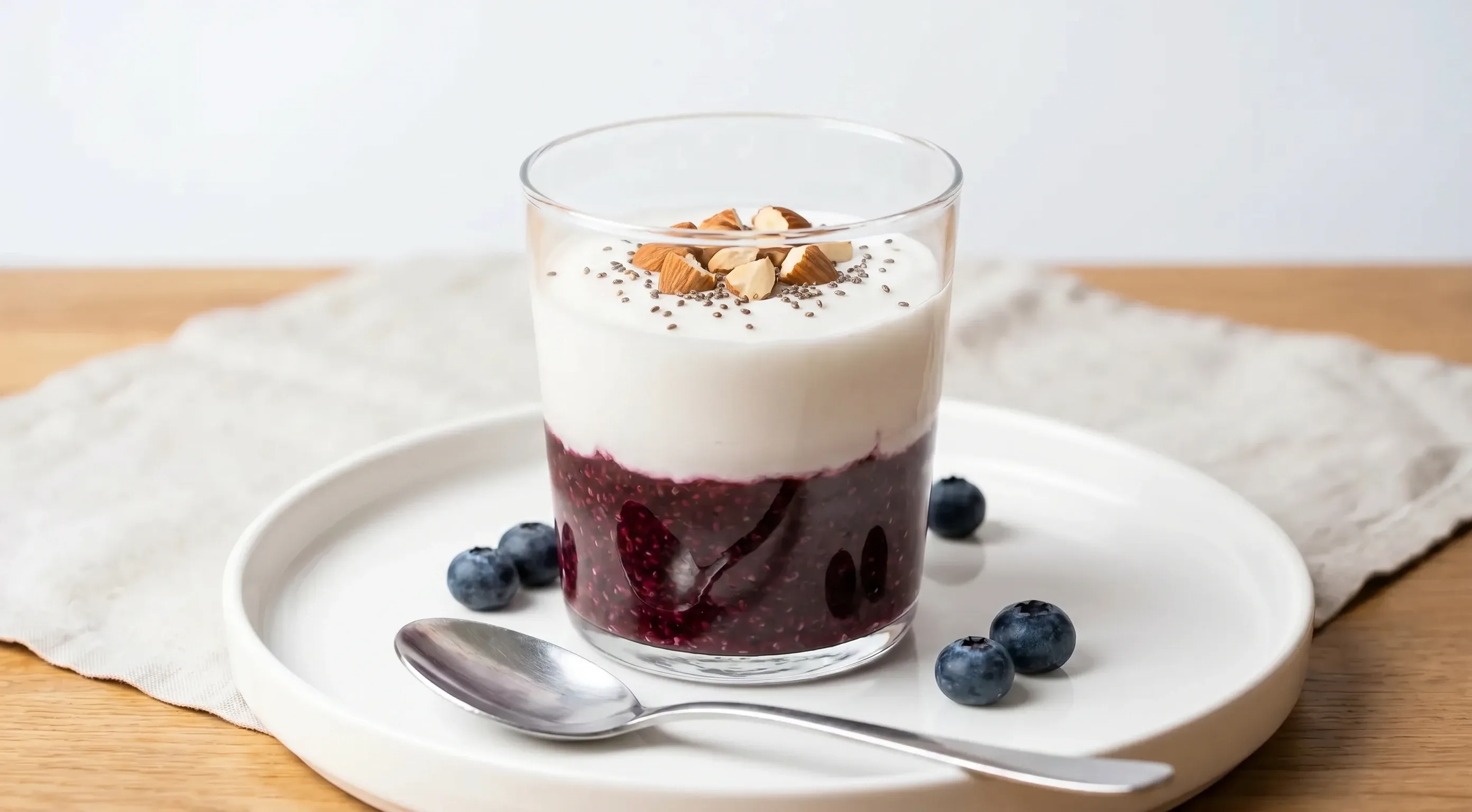 Beeren-Kompott mit Chia und Kokoscreme