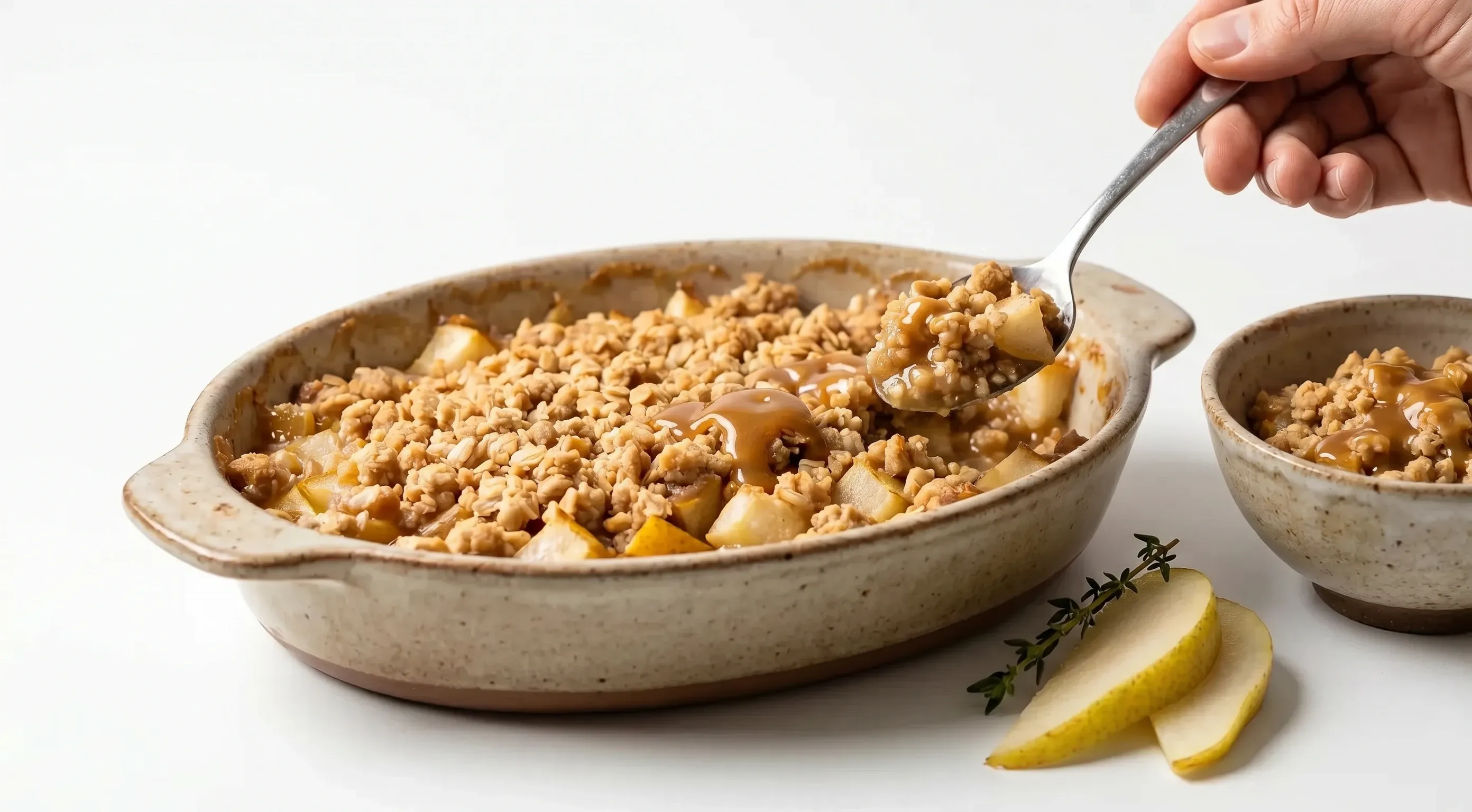 Birnen-Crumble mit Haferstreuseln