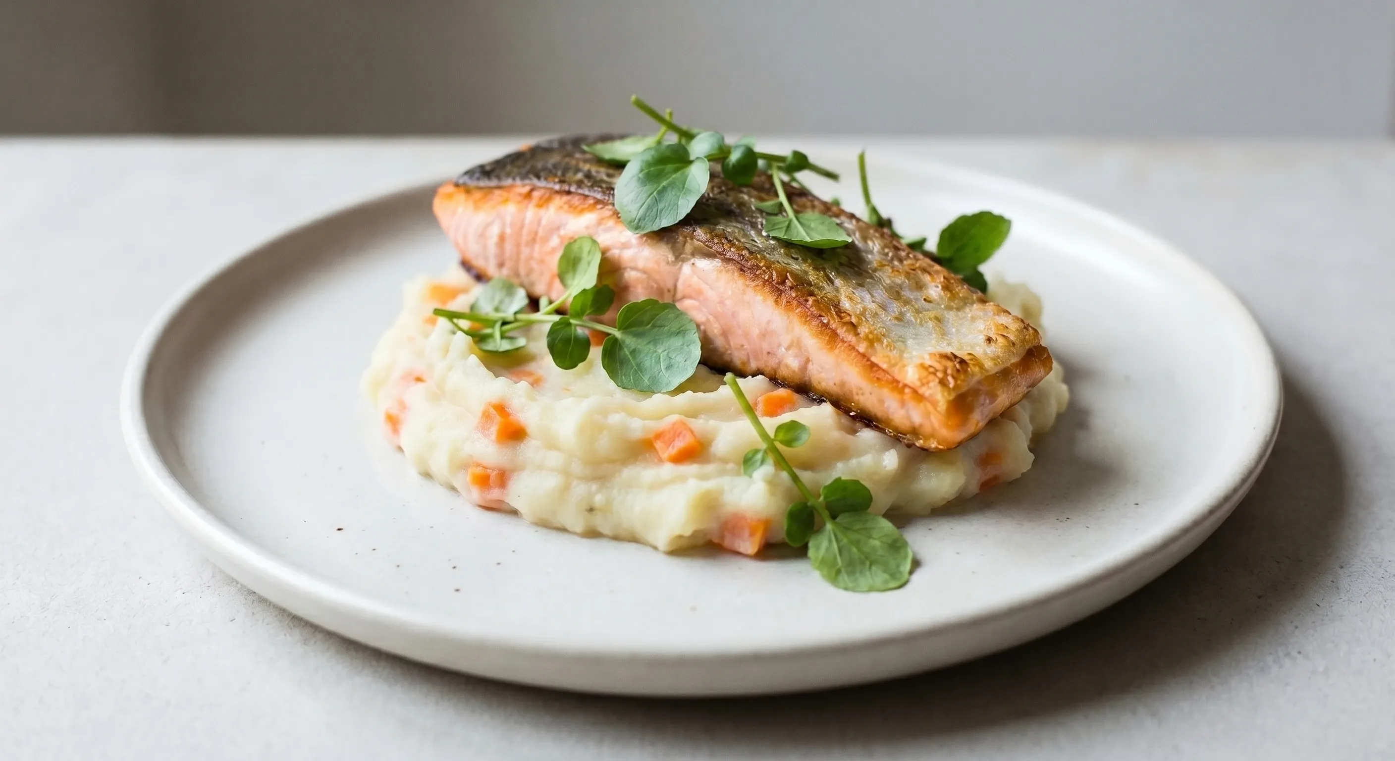 Lachs mit Karotten-Kartoffelpüree