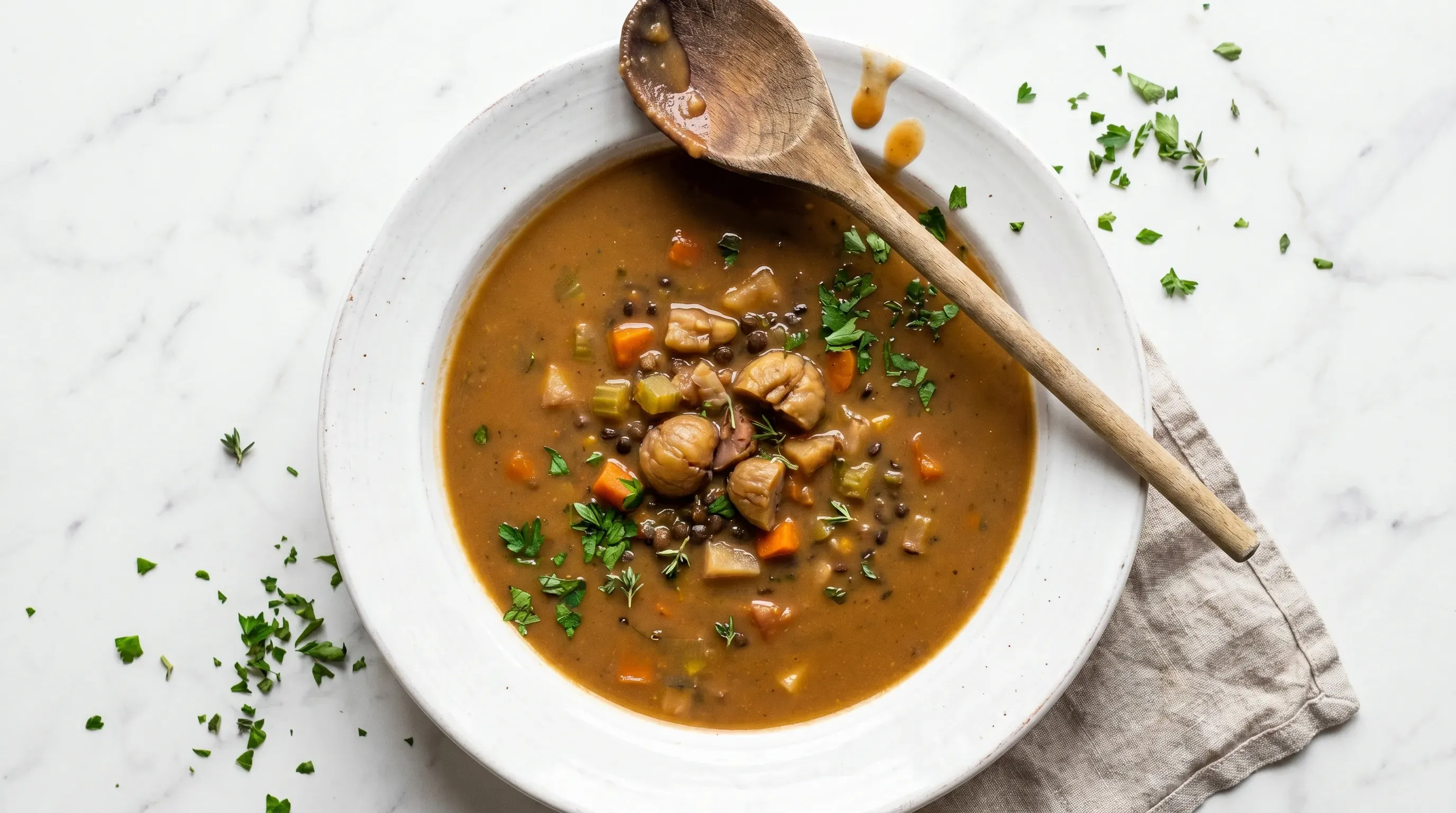 Histaminarme Maronencreme-Suppe
